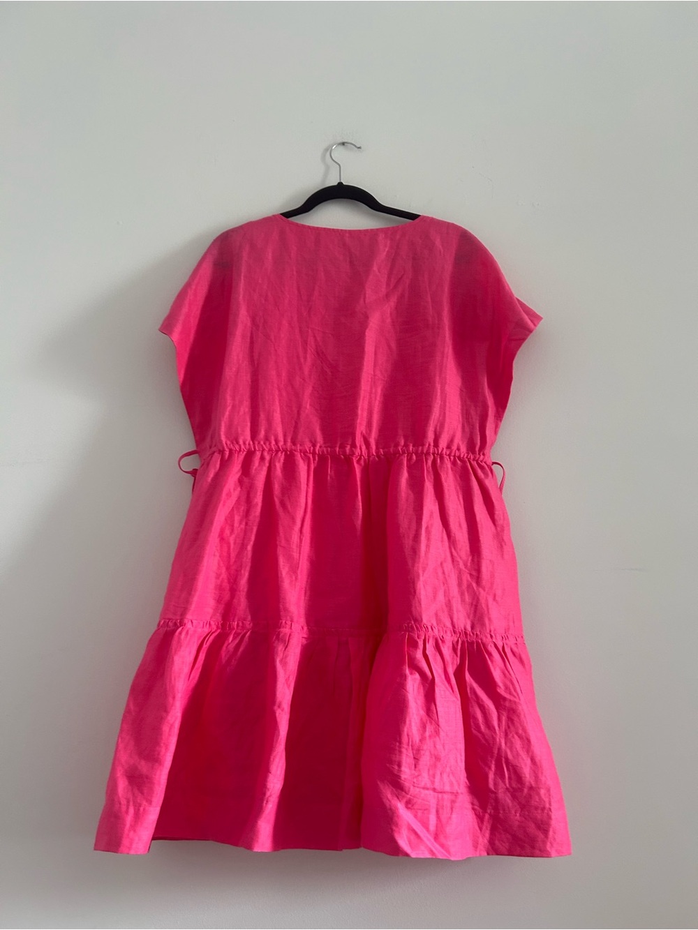 Linen Country Road Hot Pink V-Neck Tiered Drawstring Tunic - Picture 8 of 11